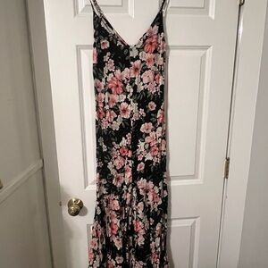 Floral Black and Pink Maxi Dress